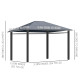 Outsunny 3 x 3.6m Hardtop Gazebo Canopy with Polycarbonate Roof, Permanent Pavilion Garden Gazebo with Curtains for Patio, Deck,