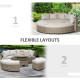 Outsunny 5 Pieces Outdoor PE Rattan Round Garden Daybed with Cushions, Aluminium Patio Furniture Set Lounge Chair Conversation S