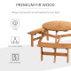 Outsunny 6 Seater Wooden Picnic Table and Bench Set Round Patio Dining Set with 3 Benches and Umbrella Hole Outdoor Garden Park,