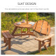 Outsunny 6 Seater Wooden Picnic Table and Bench Set Round Patio Dining Set with 3 Benches and Umbrella Hole Outdoor Garden Park,