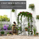 Outsunny Garden Metal Arch Bench Outdoor Patio Rose Trellis Arbour Pergola for Climbing Plant Antique Style 2-Seater Chair, Blac