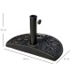 Outsunny 9kg Resin Parasol Base, Half Round Umbrella Stand with Floral Design for Garden, Outdoor, Suitable Umbrella Rod: Φ3.8cm