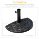 Outsunny 9kg Resin Parasol Base, Half Round Umbrella Stand with Floral Design for Garden, Outdoor, Suitable Umbrella Rod: Φ3.8cm