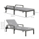 Outsunny Outdoor Sun Lounger, Rattan Wicker Chaise Recliner with 5-Level Adjustable Backrest and 2 Wheels