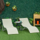 Outsunny Set of 2 S-shaped Foldable Lounge Chair Sun Lounger Reclining Outdoor Chair for Patio Beach Garden, Beige