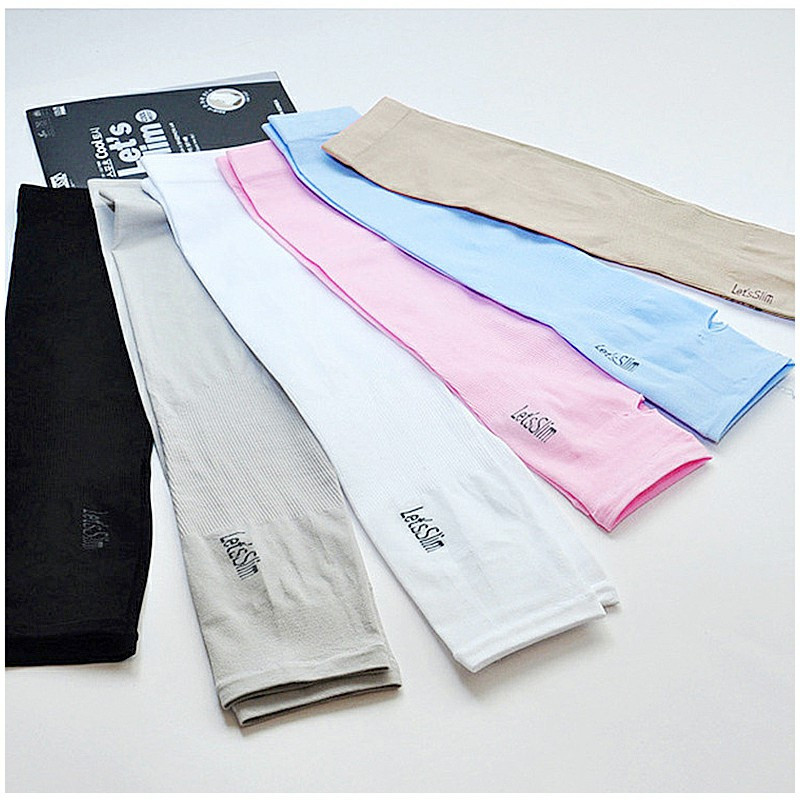 1 Pair Cooling Arm Sleeves Unisex UV Sun Protection Hands Arms Cover for Outdoor Activities - White