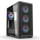Vida Aquilon Black ARGB Gaming Case w/ Glass Window, E-ATX, 4x ARGB Fans, 6-Port PWM ARGB Fan Hub, Mesh Front