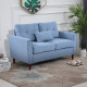 2 Seater Sofa Double Sofa Loveseat Fabric Wooden Legs Tufted Design for Living Room, Dining Room, Office, Light Blue