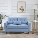 2 Seater Sofa Double Sofa Loveseat Fabric Wooden Legs Tufted Design for Living Room, Dining Room, Office, Light Blue