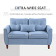 2 Seater Sofa Double Sofa Loveseat Fabric Wooden Legs Tufted Design for Living Room, Dining Room, Office, Light Blue