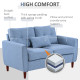 2 Seater Sofa Double Sofa Loveseat Fabric Wooden Legs Tufted Design for Living Room, Dining Room, Office, Light Blue