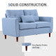 2 Seater Sofa Double Sofa Loveseat Fabric Wooden Legs Tufted Design for Living Room, Dining Room, Office, Light Blue