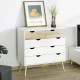 Nordic Style Chest of Drawers, 5 Drawer Dresser with 4 Tapered Legs and Groove Handles, Storage Organiser Side Cabinet for Bedro
