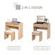 Makeup Desk with Drawer, Vanity Table Set with Flip-up Mirror and Cushioned Stool, Natural