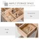 Makeup Desk with Drawer, Vanity Table Set with Flip-up Mirror and Cushioned Stool, Natural