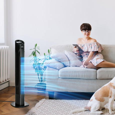 31" Freestanding Tower Fan, 3 Speed 3 Mode, 7.5H Timer, Oscillating, LED Panel, Remote Control, 31 Inch Standing Fan, Black