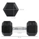 2x10kg Hex Dumbbells Set Rubber Dumbbells Weight Lifting Equipment Fitness Home Gym