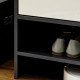 High Gloss Shoe Cabinet with White Doors and Open Shelves, Hallway Shoe Cupboard Storage Organizer for 19 Pairs of Shoes, Grey