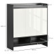 High Gloss Shoe Cabinet with White Doors and Open Shelves, Hallway Shoe Cupboard Storage Organizer for 19 Pairs of Shoes, Grey