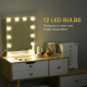 Hollywood Mirror with Lights for Makeup Dressing Table, Lighted Vanity Mirror with 12 Dimmable LED Bulbs and USB Plug in Power S