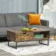 Industrial Coffee Table, Centre Table with Storage Shelf, Drawer and Metal Frame, Coffee Tables for Living Room, Office, 106W x 