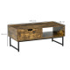 Industrial Coffee Table, Centre Table with Storage Shelf, Drawer and Metal Frame, Coffee Tables for Living Room, Office, 106W x 