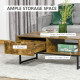 Industrial Coffee Table, Centre Table with Storage Shelf, Drawer and Metal Frame, Coffee Tables for Living Room, Office, 106W x 