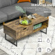 Industrial Coffee Table, Centre Table with Storage Shelf, Drawer and Metal Frame, Coffee Tables for Living Room, Office, 106W x 