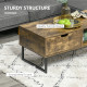 Industrial Coffee Table, Centre Table with Storage Shelf, Drawer and Metal Frame, Coffee Tables for Living Room, Office, 106W x 