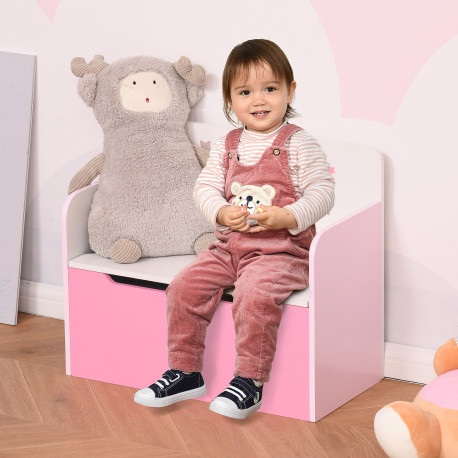 Kids Wooden Toy Box Children Storage Chest Bench Organiser Safety Hinge Bedroom Playroom Furniture Pink
