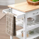 Kitchen Trolley, Kitchen Island on Wheels with Embossed Door Panel, Utility Kitchen Cart with 3 Storage Shelves, White