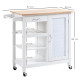 Kitchen Trolley, Kitchen Island on Wheels with Embossed Door Panel, Utility Kitchen Cart with 3 Storage Shelves, White