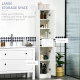 kleankin Tall Bathroom Cabinet with Adjustable Shelves, High Gloss Storage Cupboard, Freestanding Tallboy with Storage Drawer, W