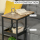 Industrial Mobile Sofa Side Table C-Shaped Rolling Couch Table with 3-Tier Storage Shelving Four Lockable Wheels Steel Frame - B