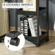 Industrial Mobile Sofa Side Table C-Shaped Rolling Couch Table with 3-Tier Storage Shelving Four Lockable Wheels Steel Frame - B