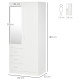 Modern Mirror Wardrobe 2 Door Storage Cupboards Home Storage Organisation Furniture with Adjustable Shelf, Hanging Rail and 3 Dr