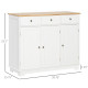 Modern Sideboard with Rubberwood Top, Buffet Cabinet with Storage Cabinets, Drawers and Adjustable Shelves for Living Room, Kitc