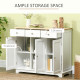 Modern Sideboard with Rubberwood Top, Buffet Cabinet with Storage Cabinets, Drawers and Adjustable Shelves for Living Room, Kitc
