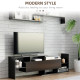 Modern TV Cabinet with Wall Shelf, TV Unit with Storage Shelf and Cabinet, for Wall-Mounted 65&quot; TVs or Standing 40&quot; TVs, Black a