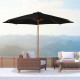 Outsunny 3(m) Garden Parasol, Pulley Operated Patio Umbrella, Wooden Table Market Umbrella with Rope Pulley Mechanism and 8 Ribs