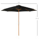 Outsunny 3(m) Garden Parasol, Pulley Operated Patio Umbrella, Wooden Table Market Umbrella with Rope Pulley Mechanism and 8 Ribs