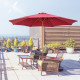 Outsunny 3(m) Garden Parasol, Pulley Operated Patio Umbrella, Wooden Table Market Umbrella with Rope Pulley Mechanism and 8 Ribs