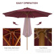 Outsunny 3(m) Garden Parasol, Pulley Operated Patio Umbrella, Wooden Table Market Umbrella with Rope Pulley Mechanism and 8 Ribs