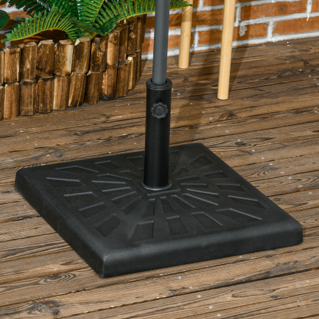 Outsunny 19kg Resin Garden Parasol Base Holder, Square Outdoor Market Umbrella Stand Weight for Poles of Φ32mm, Φ38mm, and Φ48mm