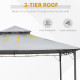Outsunny 3x3(m) Outdoor Patio Gazebo Steel Canopy Tent Pavilion 2-Tier Roof Top Garden Sunshade Grey