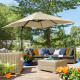 Outsunny 2.5 x 2.5m Patio Offset Parasol Umbrella Cantilever Hanging Aluminium Sun Shade Canopy Shelter 360° Rotation with Crank
