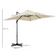 Outsunny 2.5 x 2.5m Patio Offset Parasol Umbrella Cantilever Hanging Aluminium Sun Shade Canopy Shelter 360° Rotation with Crank
