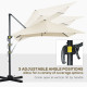 Outsunny 2.5 x 2.5m Patio Offset Parasol Umbrella Cantilever Hanging Aluminium Sun Shade Canopy Shelter 360° Rotation with Crank