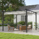 Outsunny 3 x 3(m) Aluminium Pergola Canopy Gazebo Awning Outdoor Garden Sun Shade Shelter Marquee Party BBQ, Light Grey