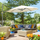 Outsunny 3 x 3(m) Cantilever Parasol with Cross Base, Garden Umbrella with 360° Rotation, Crank Handle and Tilt for Outdoor, Pat